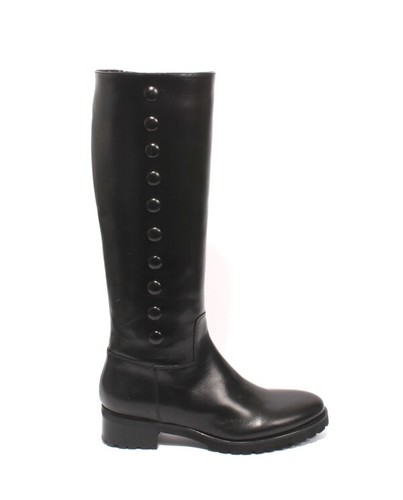 Luca Grossi 237 Black Leather Stretch Zip Knee High Heel Boots 38 / US 8 - Picture 3 of 8