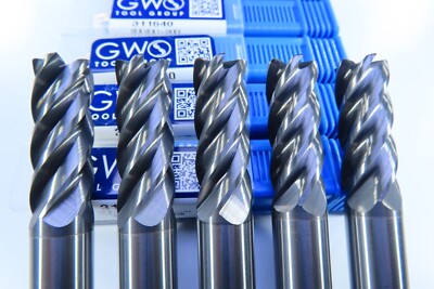 LOT ( 5 PCS ) NEW 1/2'' GWS 311640 SOLID CARBIDE END MILLS MILLING MACHINIST TOOL