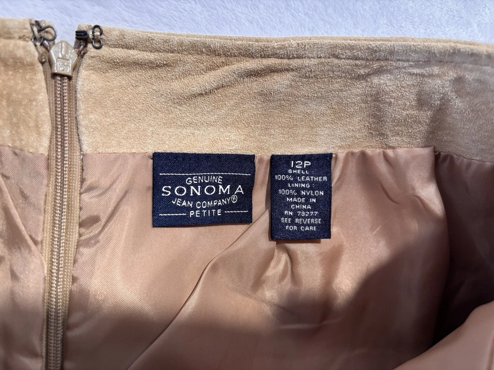 Sonoma Women Genuine Suede Leather Mini Skirt Tan  Size 12P, 5GW1N1054 - Image 2 of 4