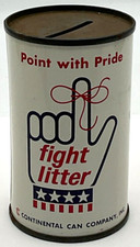 Vintage 1970s Continental Can Co. Fight Litter Bank Point With Pride 3.5 x 2
