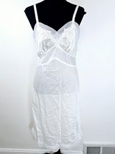 Pembrooke Vintage Nightgown Teddy S M White Sheer Lace Chiffon Satin Nylon Slip