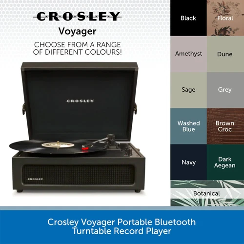 Crosley Voyager Bluetooth Turntable Vinyl Record Player Vintage 3 Speed CR8017B