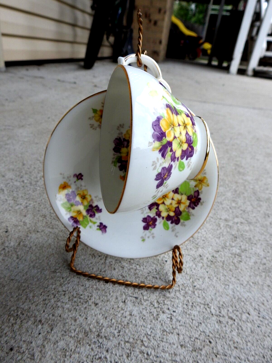Vintage Adderley Bone China Lawley England Tea Cup & Saucer Purple