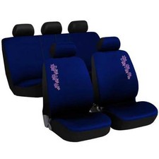 COPRISEDILI UNIVERSALI CON FIORE RICAMATO NEW COPRI SEDILI FODERE BLU SCURO