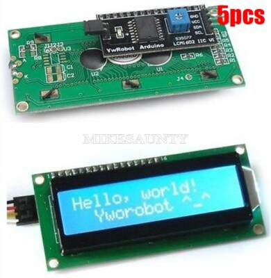 5Pcs Lcd Module IIC/I2C/TWI/SP  I Serial INTERFACE1602 16X2 Display Blue T9 N aw