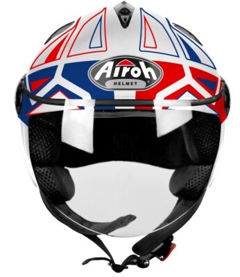 CASCO MOTO SCOOTER VESPA DEMI JET AIROH JT CONVERT BLU RED WHITE GLOSS TG  XS | eBay