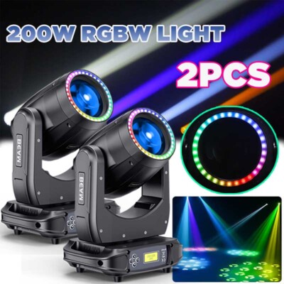 4PC LED Moving Head Light RGBW 200W Beam Stage GOBO Lighting DJ Disco DMX W/Case