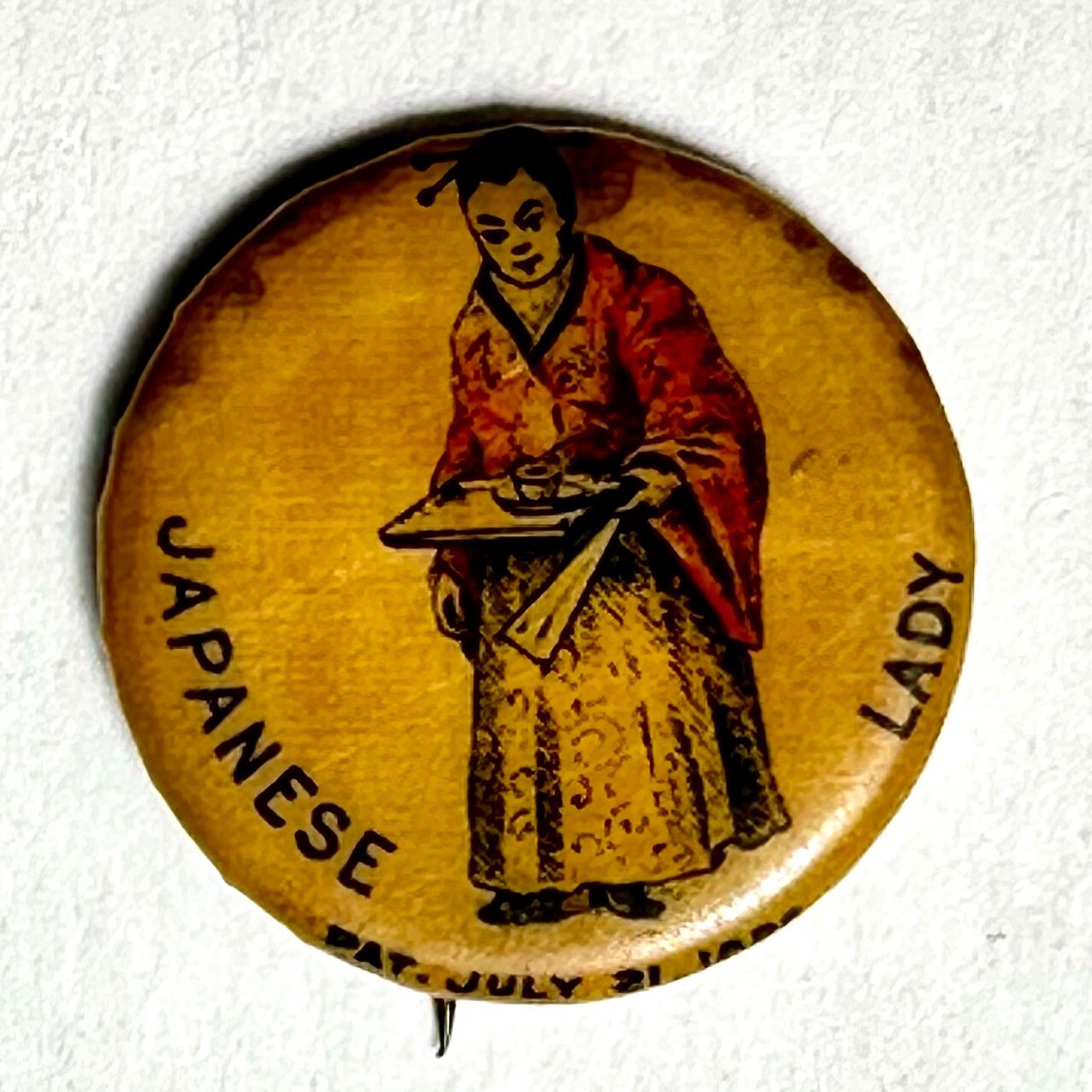 JAPANESE LADY 1890s Pepsin Gum 7/8 " Celluloid Pinback Button