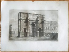 Stampa antica 1824 Roma Arco Costantino Meta Sudante acquaforte G. antonelli