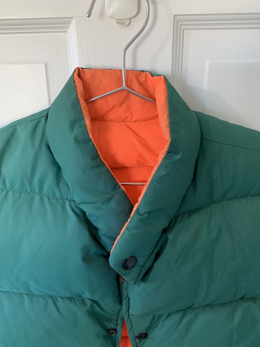 VTG Woolrich Puffer Vest Green & Orange Mens Medium Goose Down