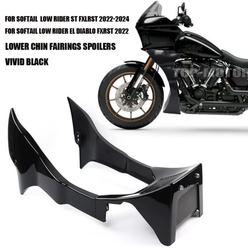 Black Lower Chin Fairings Spoilers Kits For Harley Softail Low Rider FXRST 2022 - Picture 1 of 20