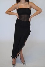 NEW TIGERMIST BLACK MESH SHEER PANEL MAXI EVENING FORMAL DRESS 10 12