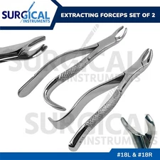 Extracting Forceps Set Of 2 - 18L & 18R - Surgical Dental Instruments German Gr