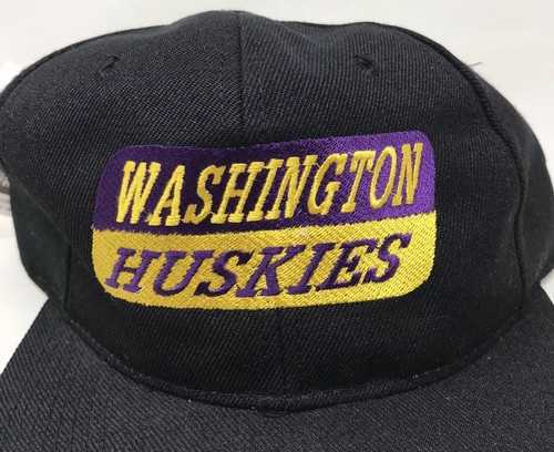 Washington Huskies Snapback Vintage Black Adjustable Hat Cap 90s - Kudzu - New - Picture 5 of 11