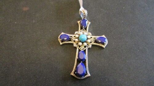 Sterling Silver Nicky Butler Multi-Stone Cross Pendant