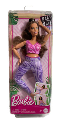 Barbie Made To Move Doll, Brunette Curvy Body, Removable Top and Pants HRH29