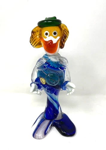 Vintage Murano Glass Clown Figure Hand Blown in Murano Italy DAMAGED