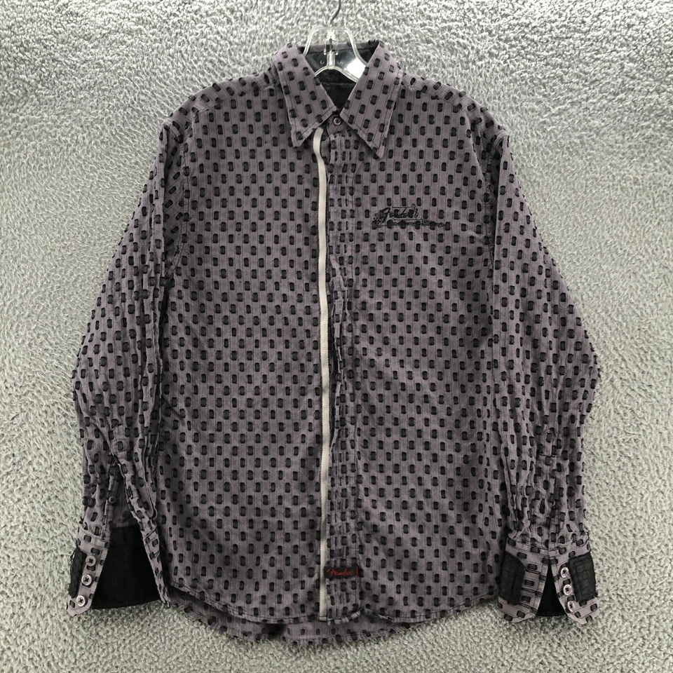 Camisa Fender Custom Shop Para Hombre Pequeña Abotonada Gris Puño Abatible Informal Manga Larga Foto 2 de 4