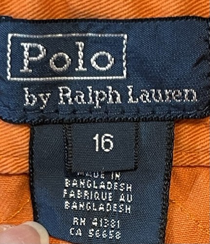 POLO by Ralph Lauren Orange Preppy 100% Cotton Shorts Boy's Size 16 - Picture 6 of 11