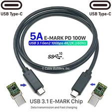 20X FASTER! USB-C to USB-C 3.2 Gen 2x1 Type-C Charger Data Cable PD 100W 5A 10GB