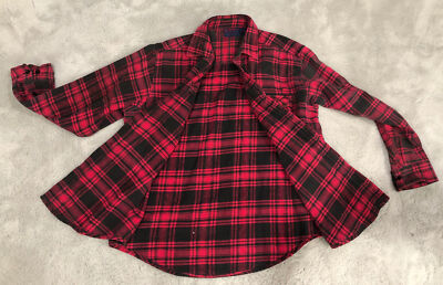 Flannel Vintage Dakota Red & Black Plaid Heavy Shirt Size