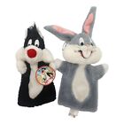 Warner Bro's Looney Tunes Hand Puppet Sylvester Bugs Bunny Plush 1990 Vintage