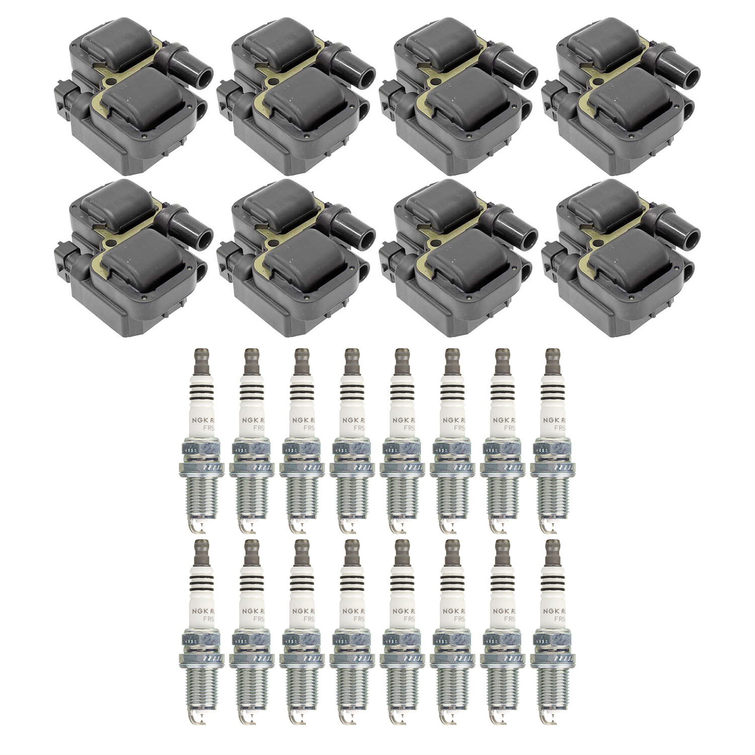 Bosch 8 Ignition Coil NGK 16 Ruthenium HX Spark Plug Kit For W202 C215 C208 V8