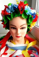 Ukrainian Wreath Ukraine Flower Headdress Head Big lush Hoop with Viburnum berry