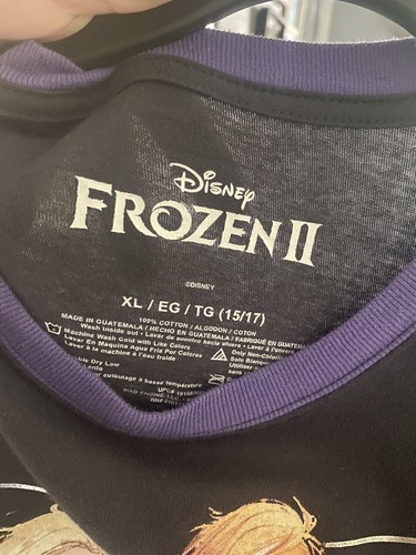Disney Frozen 2 Girls Juniors Fearless T-Shirt Size XL 15/17 Black/Purple - 第 5/6 張圖片