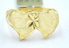 DOUBLE HEART RING 10K YELLOW GOLD - New With Tag - FREE INITIAL ENGRAVING
