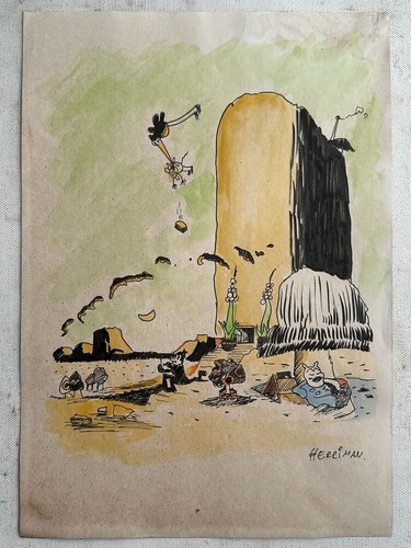 george herriman , painting DRAWING on paper signed and stamped VINTAGE