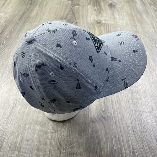 Travis Mathew Hat Cap Guitar Fish Palm Tree Shark Fin Adult Gray Patch - Picture 7 of 14