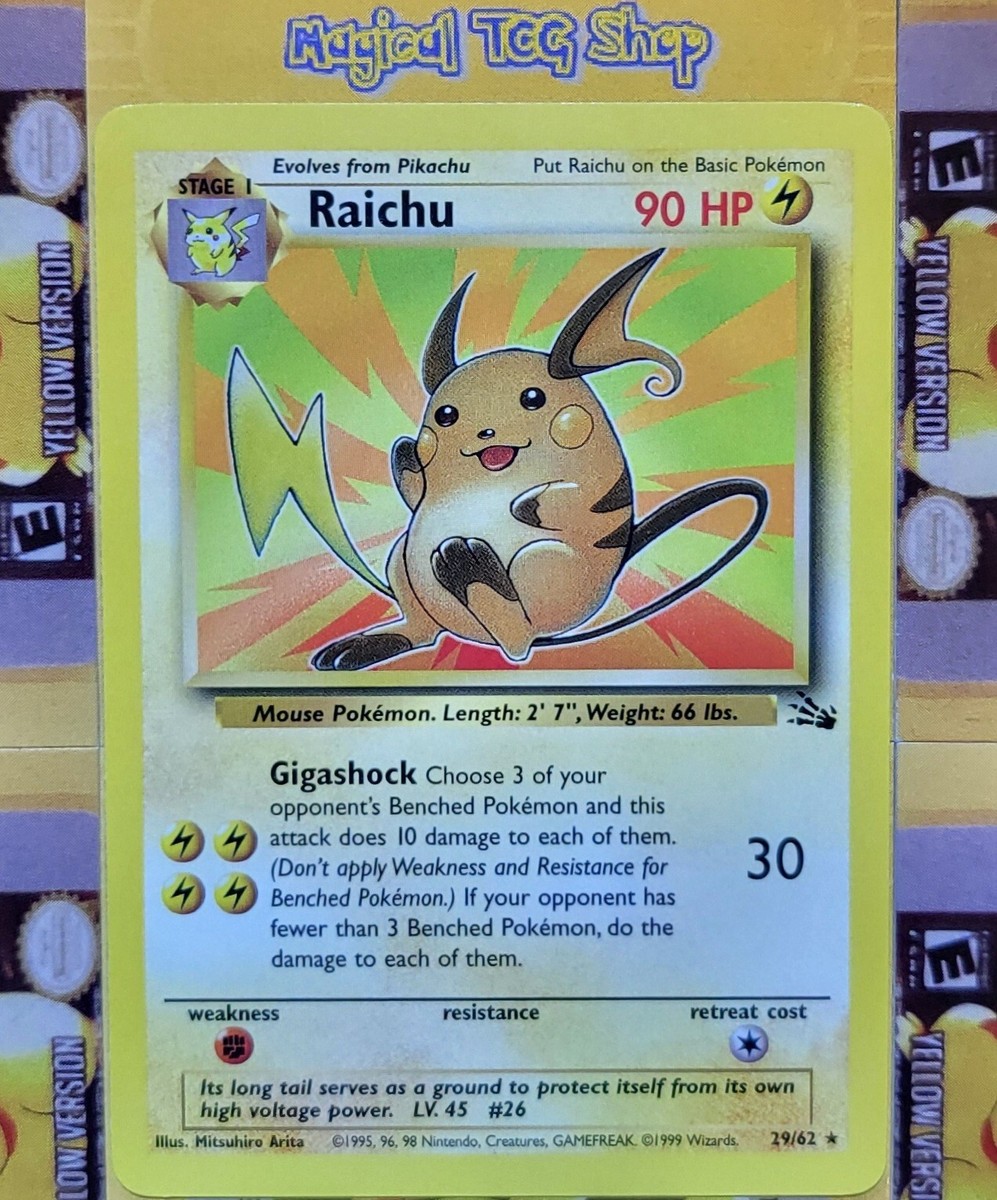 Pokemon Raichu Fossil Non-Holo Rare 29/62 WOTC 1999 NM | eBay