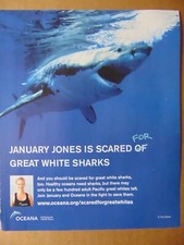 2013 GREAT WHITE SHARKS OCEANA January Jones vintage art print ad