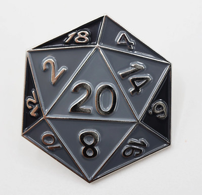 Foam Brain - Black D20 Enamel Pin