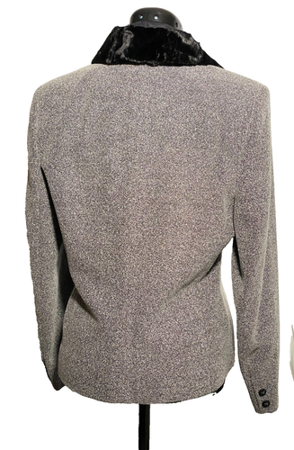 Ambience Jacket Women Medium Blazer Fitted Fur Collar Grey Size 12 - Picture 5 of 17