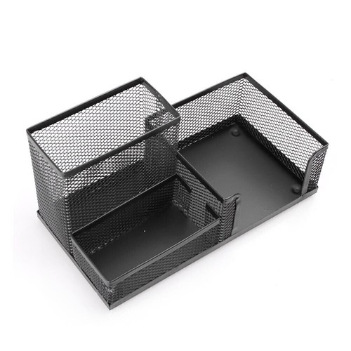 Mesh Stil Schreibtisch Ablage Schreibtisch Büro Stift Bleistift Halter Aufbewahrung Metall Schwarz - Bild 3 von 8