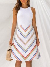 Talbots Petites Vintage Boho Rainbow Chevron A-Line Skirt   Size 2