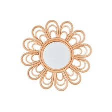 Mud Pie Flower Woven Mirror; 12" Dia