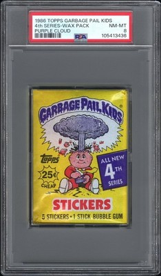 1986 Topps OS4 Garbage Pail Kids 4th Series 4 Wax Pack PSA 8 PURPLE CLOUD $0.25