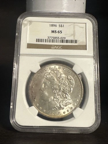 1896 NGC MS 65 Morgan $1- Frosty White Obverse W/toned Reverse! GORGEOUS