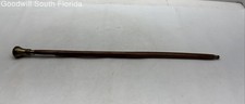 Brown Classic Wooden Finish Walking Cane With Brass-Tone Handle Collectible