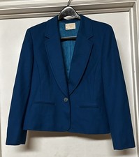 Pendleton Blue 100 Virgin Wool Single Button Dress Blazer Jacket Size 12