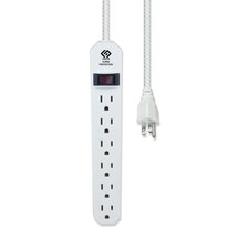 6-Outlet Surge Protector with 4-ft Braided Extension Cord, 500 Joules, 15A/18...
