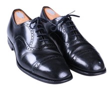 CHURCH'S Custom Grade Semi Brogue Cap Toe Oxford Black Leather Shoes UK 8 US 9