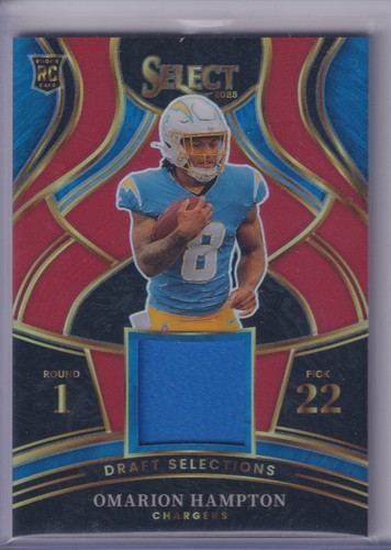 2025 Panini Select Draft Selections Mem. RED Prizm Omarion Hampton RC Chargers
