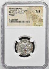 238-244AD Roman Empire Gordian III AR Double Denarius NGC MS Story Vault Antioch