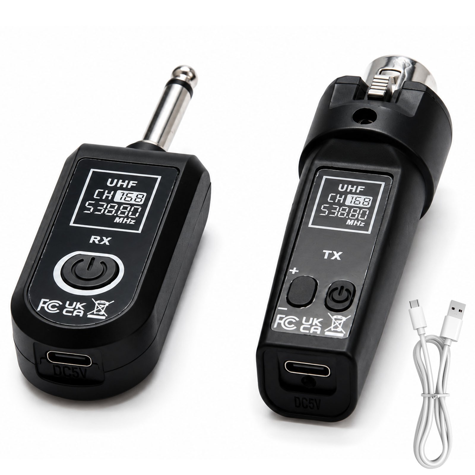 10mW Output Wireless Guitar XLR Transmitter Receiver System 510-590MHz 30-50m