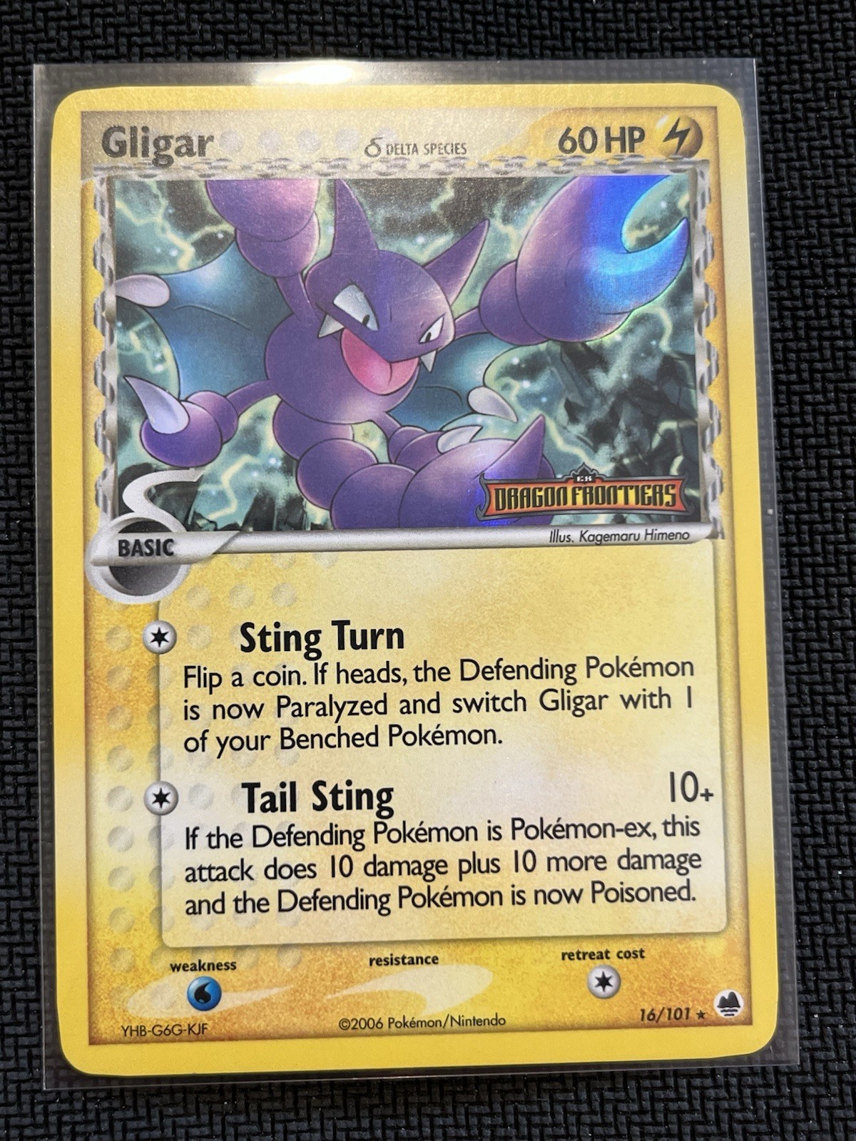 Pokemon Card - Gligar Dragon Frontiers 16/101 Rare Reverse Holo Stamped - LP