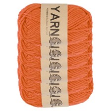 6Pcs Crocheting Yarn, 1.8mm Orange 5 Ply Acrylic Yarn 150 G,328 Yards Total